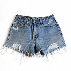 Levi's Distressed Light Blue Denim Jean Shorts
